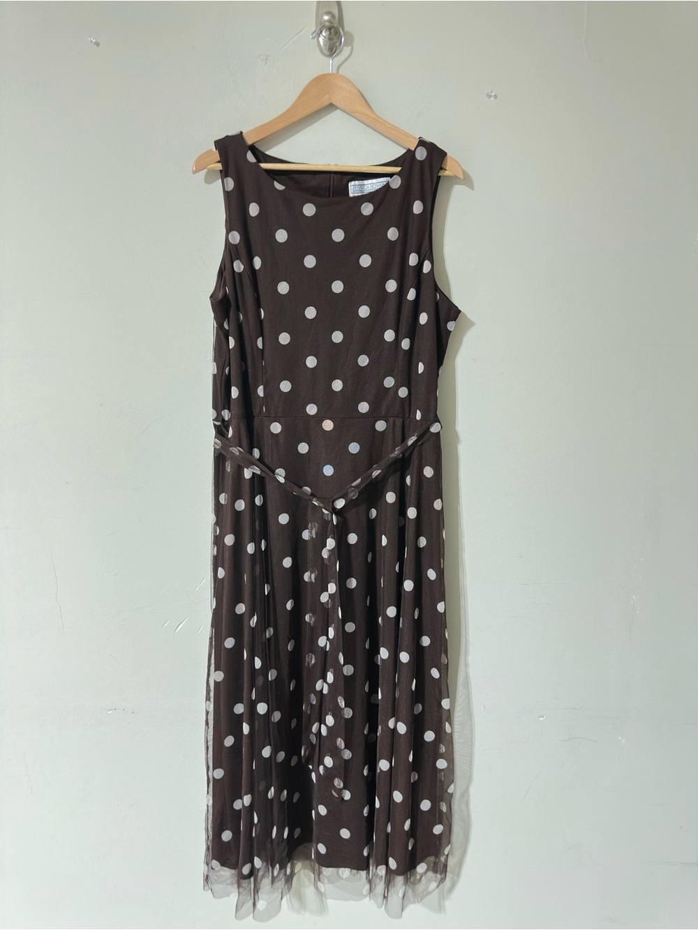 Jessica Howard Brown Polka Dot Sleeveless Midi Dress Size 18